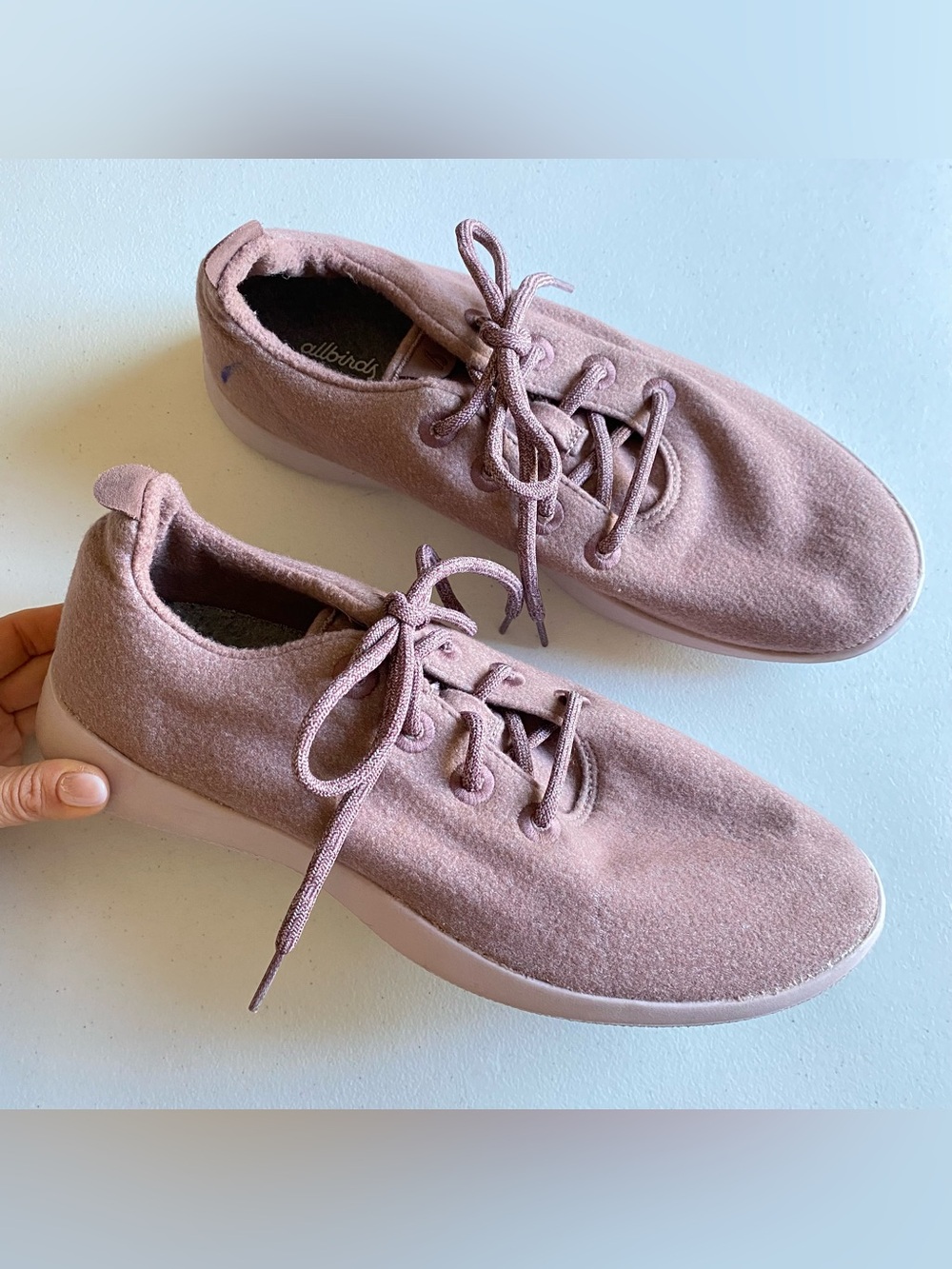 Allbirds Mens Size 12 Mauve Pink Wool Knit Lace-up Almond Toe Slip-on Sneaker